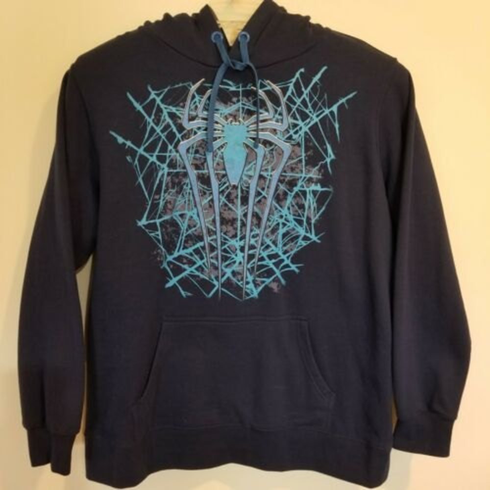 The Amazing Spiderman 2 Sz XL Hoodie Marvel Comics Hooded Sweatshirt Blue Unworn